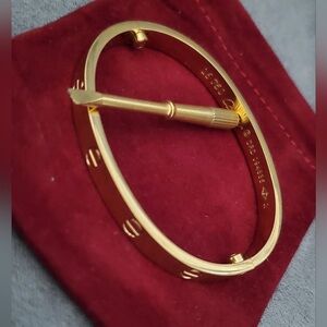 Luxury Stainless steel Bangle 18k gold plated bracelet with Engraving 16cm